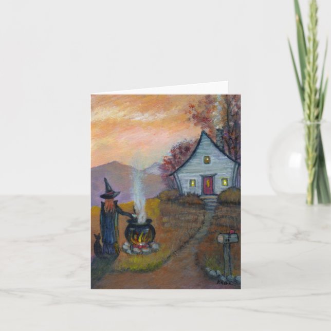 Witch's Evening Halloween Note Card (Front)