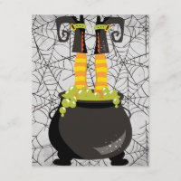 Witch's Feet Sticking out of a bubbling cauldron I