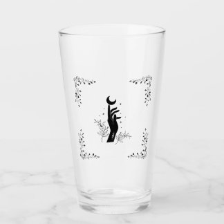 Witch's hand with the moon and flower border glass