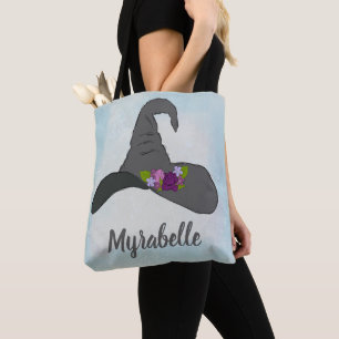 Witch's Hat with Flowers Personalized Tote Bag