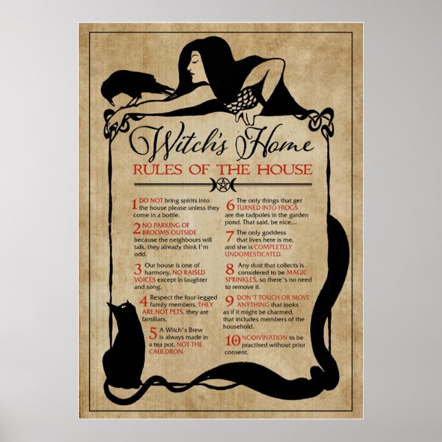 Witch's Home Rules Of The House Poster (Front)