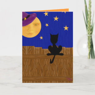 Witch's Moon Halloween Birthday Greeting Card