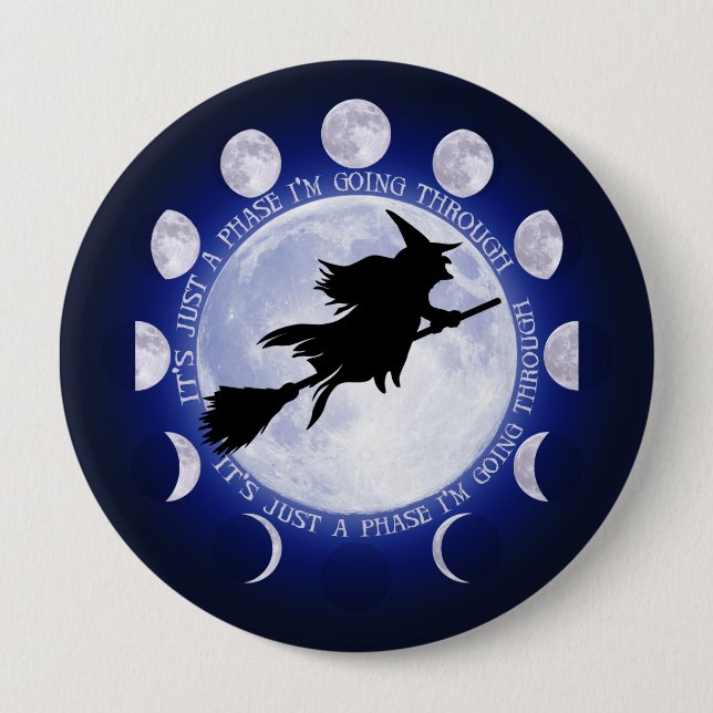 Witch's Moon Phase Badge 4 Inch Round Button (Front)