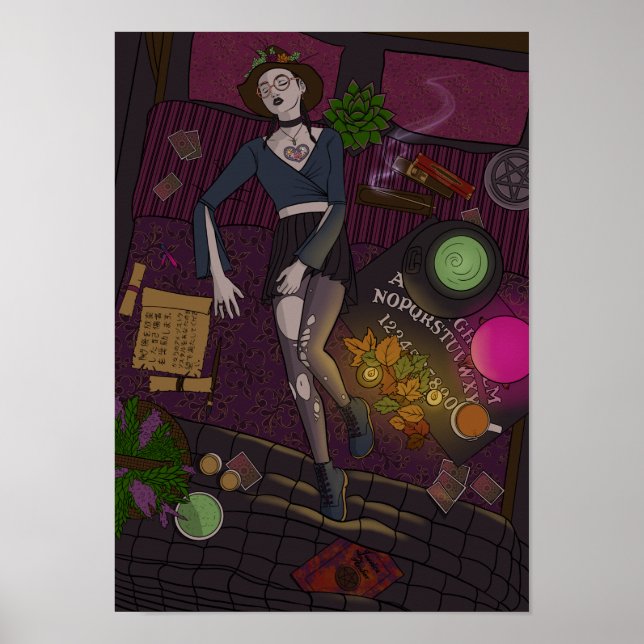 Witch's Nest Teen Girl Magic Illustration Poster (Front)