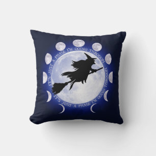 Witch's Seat Moon Phase Throw Pillow