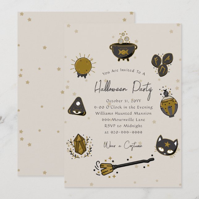 Witchy Adult Halloween Party Invitation (Front/Back)