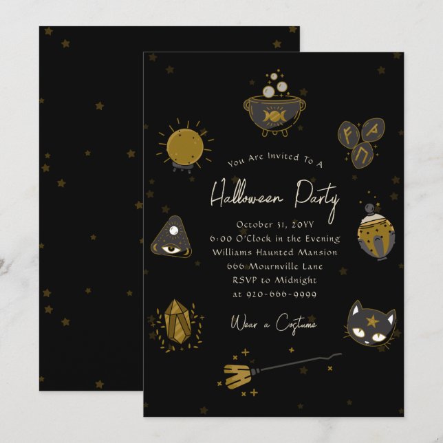 Witchy Adult Halloween Party Invitation (Front/Back)