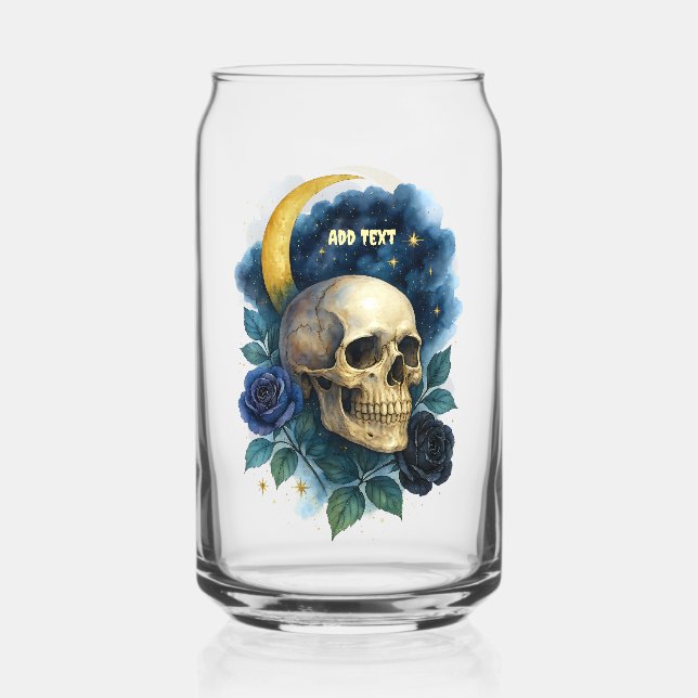 Witchy Aesthetic Gothic Floral Halloween Creepy  Can Glass (Front)