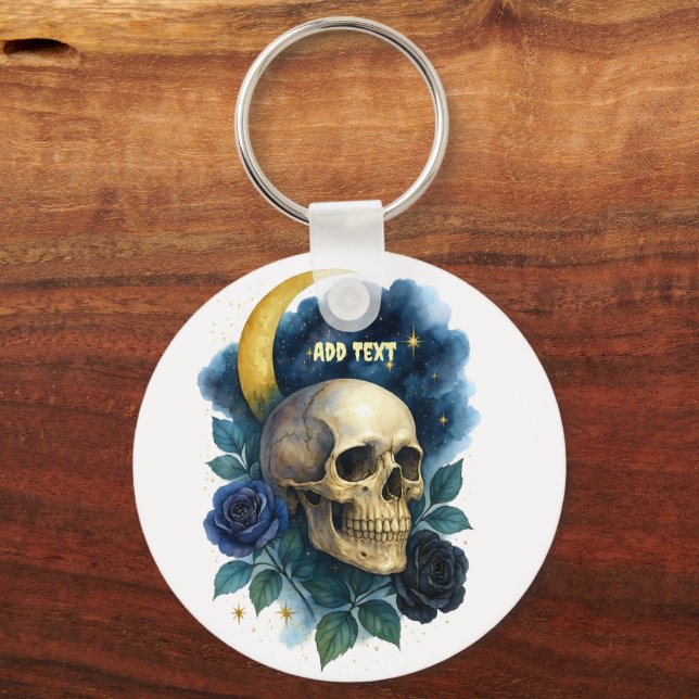 Witchy Aesthetic Gothic Floral Halloween Creepy  Keychain (Back)