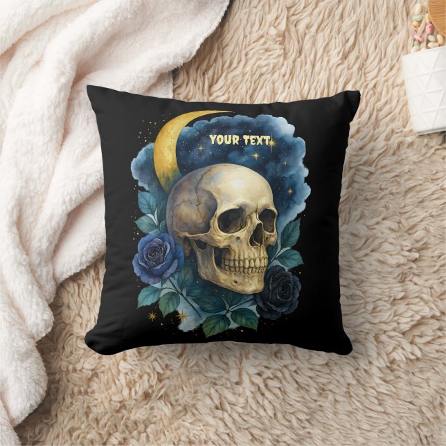 Witchy Aesthetic Gothic Floral Halloween Creepy  Throw Pillow (Blanket)