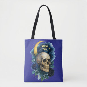 Witchy Aesthetic Gothic Floral Halloween Creepy Tote Bag