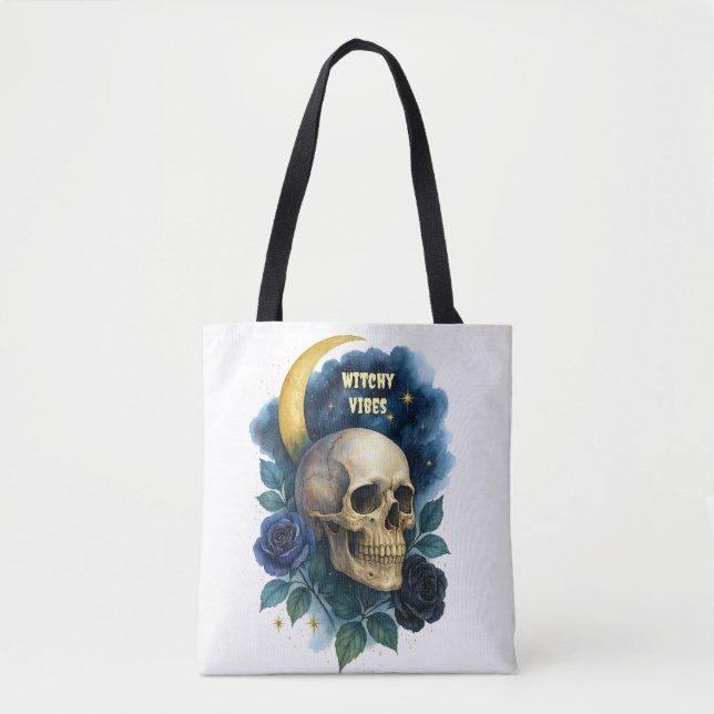 Witchy Aesthetic Gothic Floral Halloween Creepy  Tote Bag (Front)