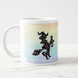 Witchy And Cat, Halloween Mood Large Coffee Mug