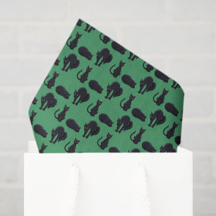 Witchy Black Cats Halloween Pixel Art Pattern Tissue Paper