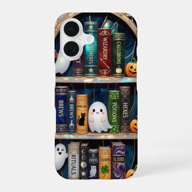 Witchy Bookshelf Phone Case Ghost Potions Hexes (Back)