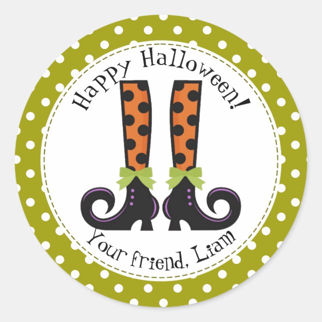 Witchy boots Halloween  Classic Round Label (Front)