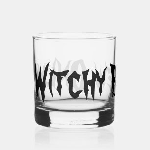 Witchy brew only halloween funny orange typography whiskey glass