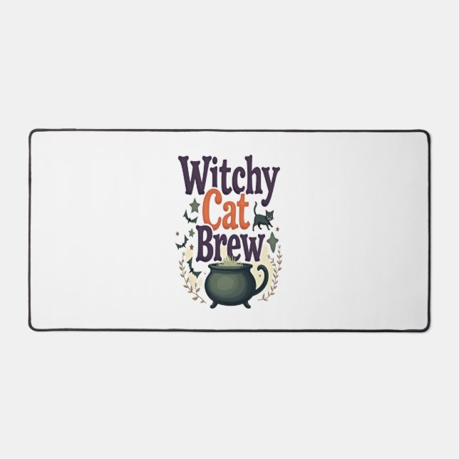 Witchy Cat Brew Desk Mat (Front)
