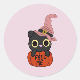 Witchy Cat Classic Round Sticker