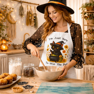 witchy Cat - I’m Just Here to Stir the Pot Apron