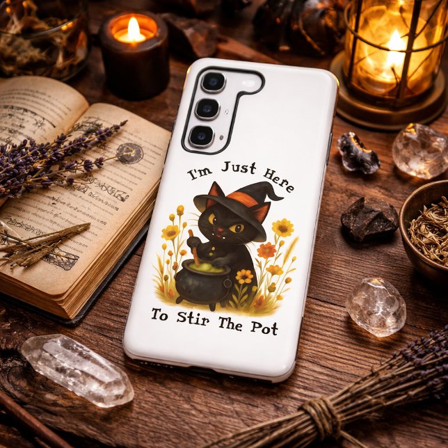 Witchy Cat - I’m Just Here to Stir the Pot Samsung Galaxy S22+ Case (Creator Uploaded)