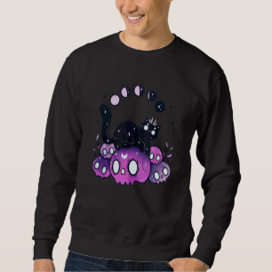 Witchy Cat Moon Phases Skulls Halloween Costume De Sweatshirt