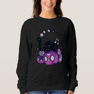 Witchy Cat Moon Phases Skulls Halloween Costume De Sweatshirt