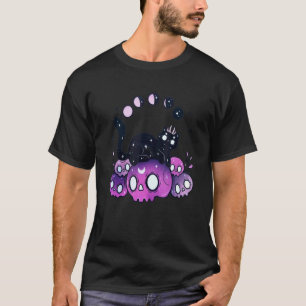 Witchy Cat Moon Phases Skulls Halloween Costume De T-Shirt