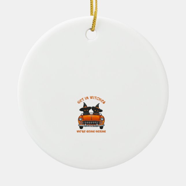 Witchy Cats Going Hexing Oversized T-Shirt Ceramic Ornament (Front)