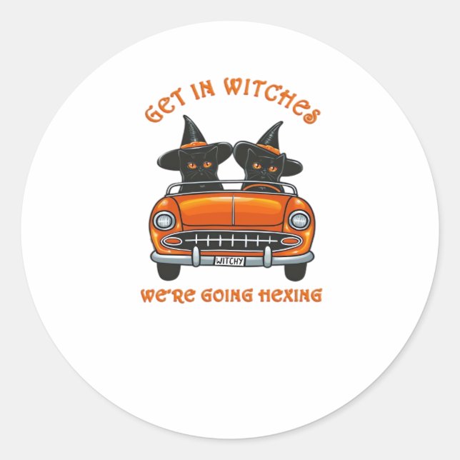 Witchy Cats Going Hexing Oversized T-Shirt Classic Round Sticker (Front)