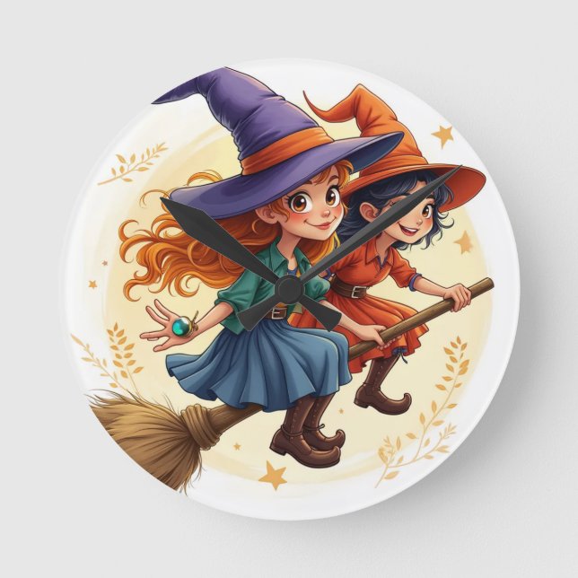 Witchy Characters Wall Clock Decor (Front)