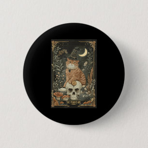 Witchy Cute Cat Tarot Card Gothic Cottagecore Mush 2 Inch Round Button