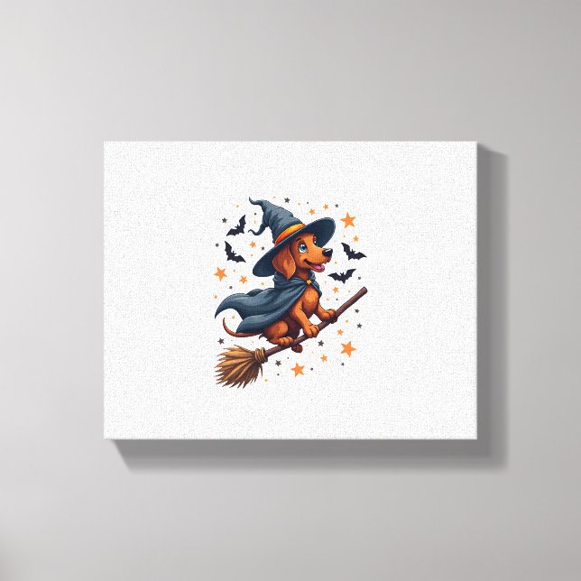 Witchy Dachshund Delight Canvas Print (Front)