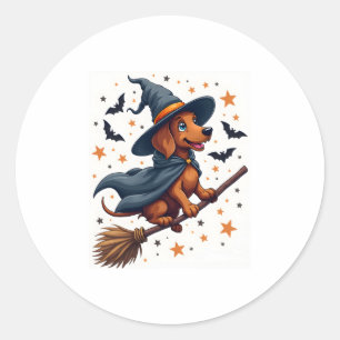 Witchy Dachshund Delight Classic Round Sticker