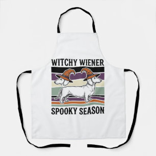 Witchy Dachshund Halloween Vintage Engraving Dog S Apron