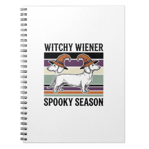 Witchy Dachshund Halloween Vintage Engraving Dog S Notebook