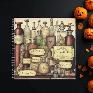 Witchy Dark Academia Potion Bottles, Personalized Notebook