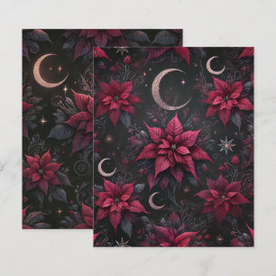 Witchy Dark Moon Poinsettia Scrapbook Paper