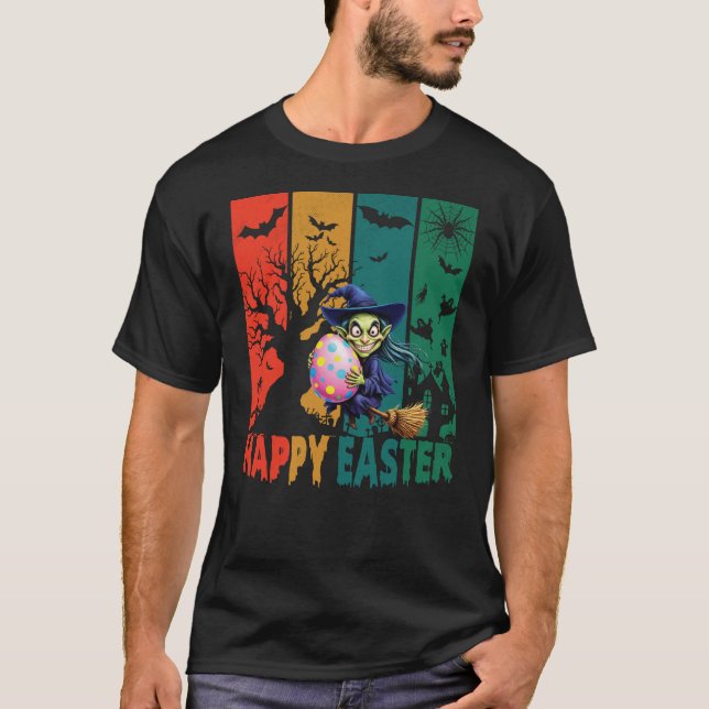 Witchy Easter: Funny Witch with Easter Egg T-Shirt (Front)