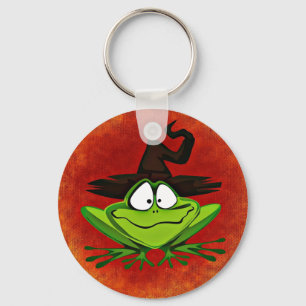 Witchy Frog Button Keychain