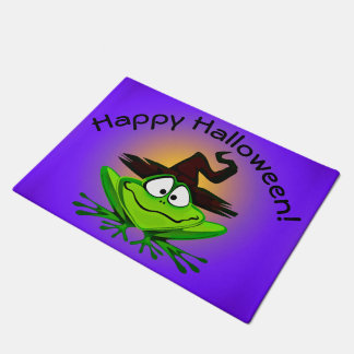 Witchy Frog on Purple Doormat