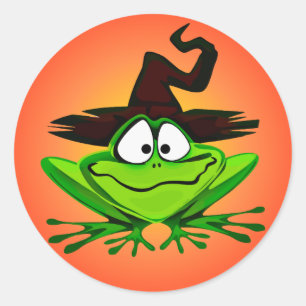 Witchy Frog Red Classic Round Sticker