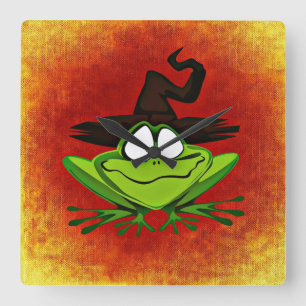 Witchy Frog Square Wall Clock