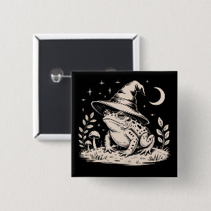 Witchy Frog Vintage Halloween Goblincore 2 Inch Square Button