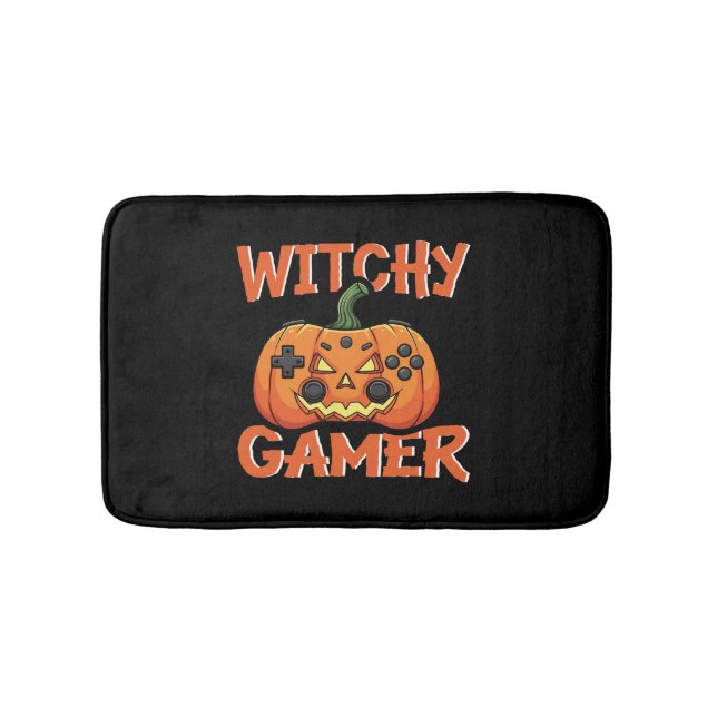 Witchy Gamer Halloween Bath Mat (Front)
