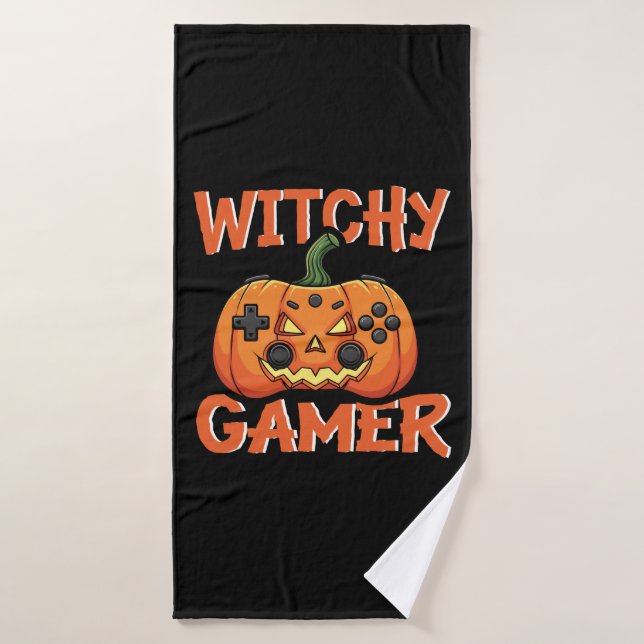 Witchy Gamer Halloween Bath Towel (Bath Towel)