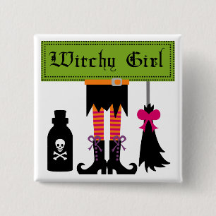Witchy Girl Halloween T-shirts and Gifts 2 Inch Square Button