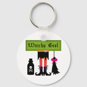 Witchy Girl Halloween T-shirts and Gifts Keychain
