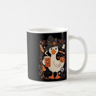Witchy Goose Halloween Cute Pumpkin Fall Cozy Cott Coffee Mug