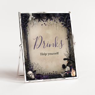 Witchy Gothic Halloween Drinks Sign